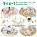 4-in-1 Multifunctional Wooden Climbing Toys with Rocker and Crawling Tunnel-Multicolor by LJGDeals