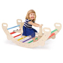 4-in-1 Multifunctional Wooden Climbing Toys with Rocker and Crawling Tunnel-Multicolor by LJGDeals