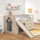 3-In-1 Twin Loft Bed with Slide Ladder Drawers for Kids Teens-Beige by DirectDeals