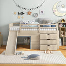3-In-1 Twin Loft Bed with Slide Ladder Drawers for Kids Teens-Beige by LJGDeals