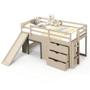3-In-1 Twin Loft Bed with Slide Ladder Drawers for Kids Teens-Beige by LJGDeals