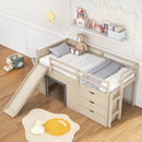 3-In-1 Twin Loft Bed with Slide Ladder Drawers for Kids Teens-Beige by LJGDeals