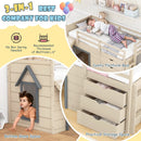 3-In-1 Twin Loft Bed with Slide Ladder Drawers for Kids Teens-Beige by DirectDeals
