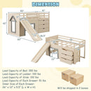 3-In-1 Twin Loft Bed with Slide Ladder Drawers for Kids Teens-Beige by LJGDeals