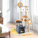 63 Inch Multi-level Cat Tower with Scratching Board and Toys by LJGDeals