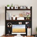 Multipurpose 2-Tier Desktop Bookshelf with Pegboard for up to 32 Inch Computer Monitor-Rustic Brown by LJGDeals