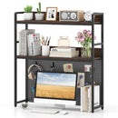 Multipurpose 2-Tier Desktop Bookshelf with Pegboard for up to 32 Inch Computer Monitor-Rustic Brown by LJGDeals
