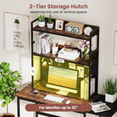 Multipurpose 2-Tier Desktop Bookshelf with Pegboard for up to 32 Inch Computer Monitor-Rustic Brown by LJGDeals