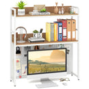 Multipurpose 2-Tier Desktop Bookshelf with Pegboard for up to 32 Inch Computer Monitor-Rustic Brown by LJGDeals