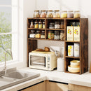 Desktop Bookshelf with 7 Open Cubbies and 3 Adjustable Shelves-Brown