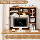 Desktop Bookshelf with 7 Open Cubbies and 3 Adjustable Shelves-Brown