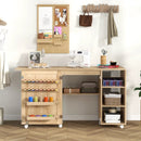 Multipurpose Folding Sewing Table Craft Station with Rattan Door-Natural by LJGDeals