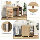 Multipurpose Folding Sewing Table Craft Station with Rattan Door-Natural by LJGDeals