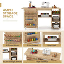 Multipurpose Folding Sewing Table Craft Station with Rattan Door-Natural by LJGDeals