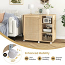 Multipurpose Folding Sewing Table Craft Station with Rattan Door-Natural by LJGDeals