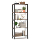 Multipurpose Open Bookcase Industrial Rack Wide Standing Storage Shelf-Brown