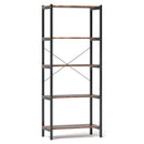 Multipurpose Open Bookcase Industrial Rack Wide Standing Storage Shelf-Brown