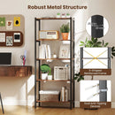 5-Tier Industrial Bookshelf Display Storage Rack with Metal Frame by LJGDeals