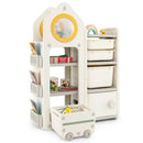 Multipurpose Toy Chest and Bookshelf with Mobile Trolley for Bedroom-Gray by LJGDeals