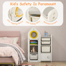 Multipurpose Toy Chest and Bookshelf with Mobile Trolley for Bedroom-Gray