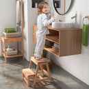 Multipurpose Wood Folding 2-Step Stool for Indoor Outdoor Plant Stand-Natural by LJGDeals