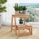 Multipurpose Wood Folding 2-Step Stool for Indoor Outdoor Plant Stand-Natural by LJGDeals