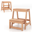 Multipurpose Wood Folding 2-Step Stool for Indoor Outdoor Plant Stand-Natural by DirectDeals
