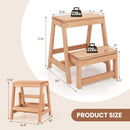 Multipurpose Wood Folding 2-Step Stool for Indoor Outdoor Plant Stand-Natural by LJGDeals