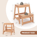 Multipurpose Wood Folding 2-Step Stool for Indoor Outdoor Plant Stand-Natural by DirectDeals