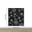 Black Floral Background, Black and White Flower Wallpaper Mural.