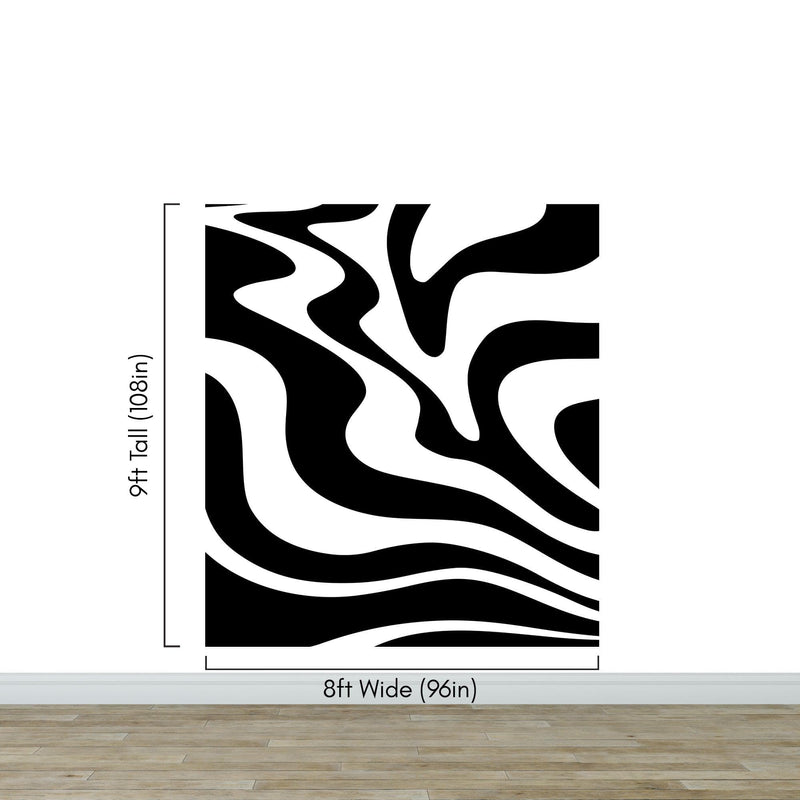 Black Swirly Line Wallpaper. Contemporary Art Decor. Modern Aesthetic.