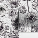 Black and White Flower Wallpaper Mural.