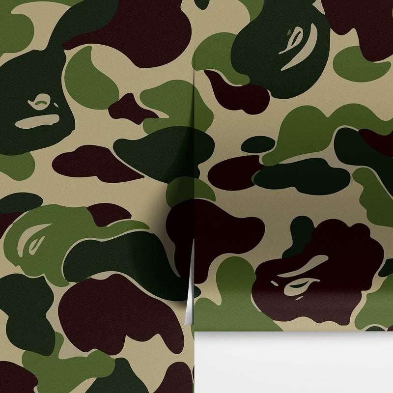 Bape Camo Wallpaper Mural. Green Camo Streetwear Hype Beast Aesthetics.