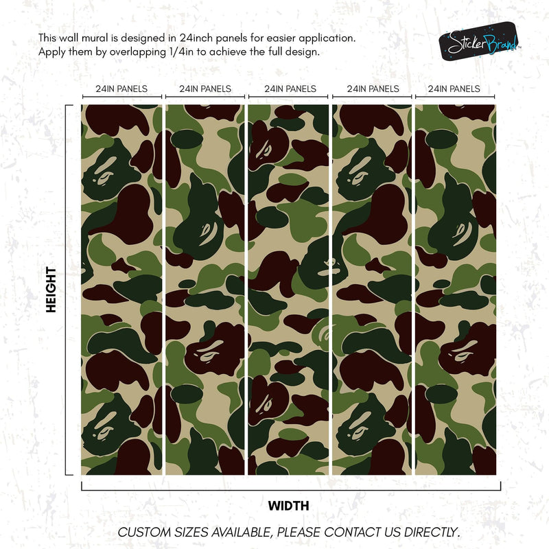 Bape Camo Wallpaper Mural. Green Camo Streetwear Hype Beast Aesthetics.