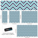 Seaside Chic Decor. Navy Blue and Teal Chevron Pattern Wallpaper.