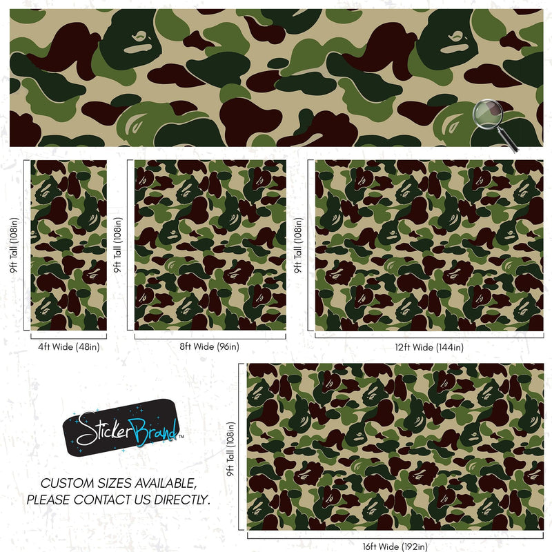 Bape Camo Wallpaper Mural. Green Camo Streetwear Hype Beast Aesthetics.