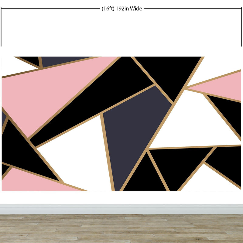 Modern Decor Gold, Black and Pink Mosaic Peel and Stick Wallpaper | Removable Wall Mural