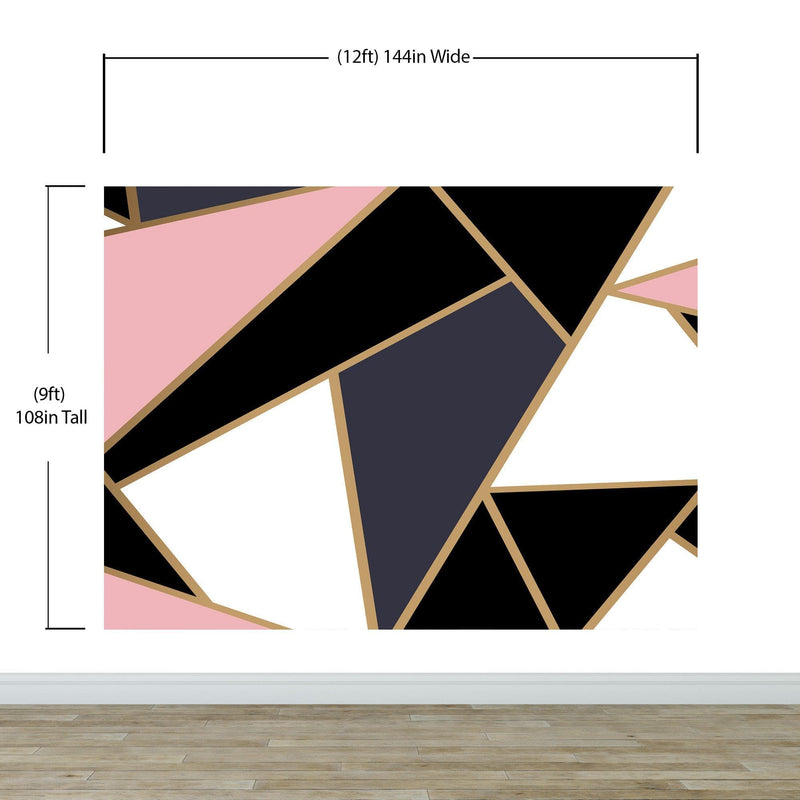 Modern Decor Gold, Black and Pink Mosaic Peel and Stick Wallpaper | Removable Wall Mural