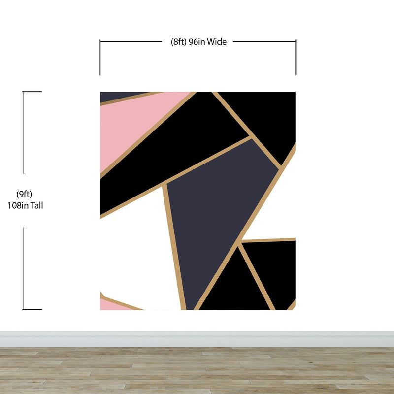 Modern Decor Gold, Black and Pink Mosaic Peel and Stick Wallpaper | Removable Wall Mural