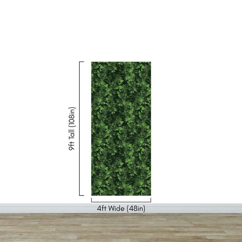 Green Leaves Pattern Wallpaper Mural. Botanical Wall Mural.