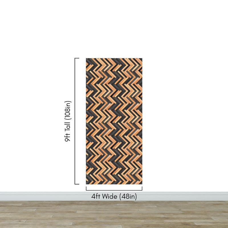 Modern Design Wooden Zigzag Panel Wallpaper Mural.