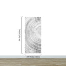 Tree Rings Wallpaper Mural. Black and White  Modern Wood Grain Circle Pattern.