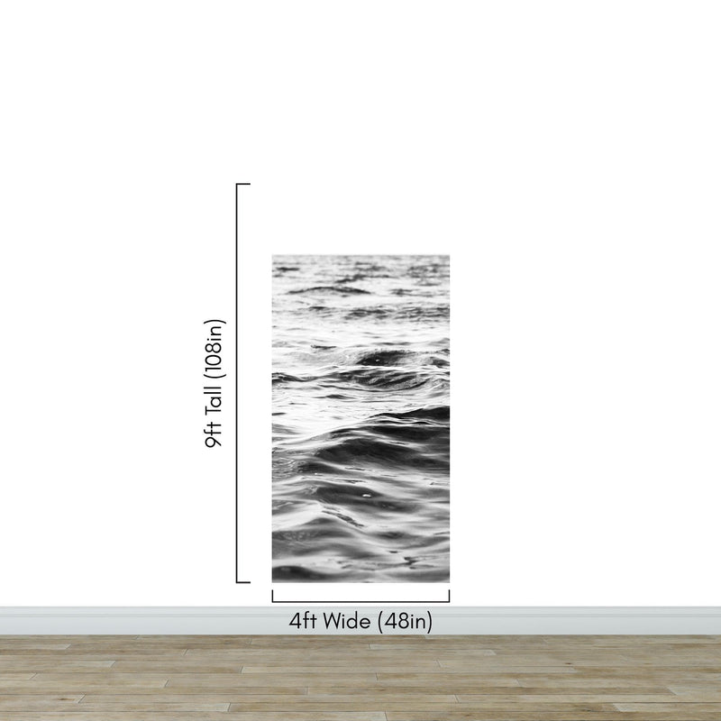 Black and White Ocean Wave Wallpaper. Peel and Stick Wall Mural.