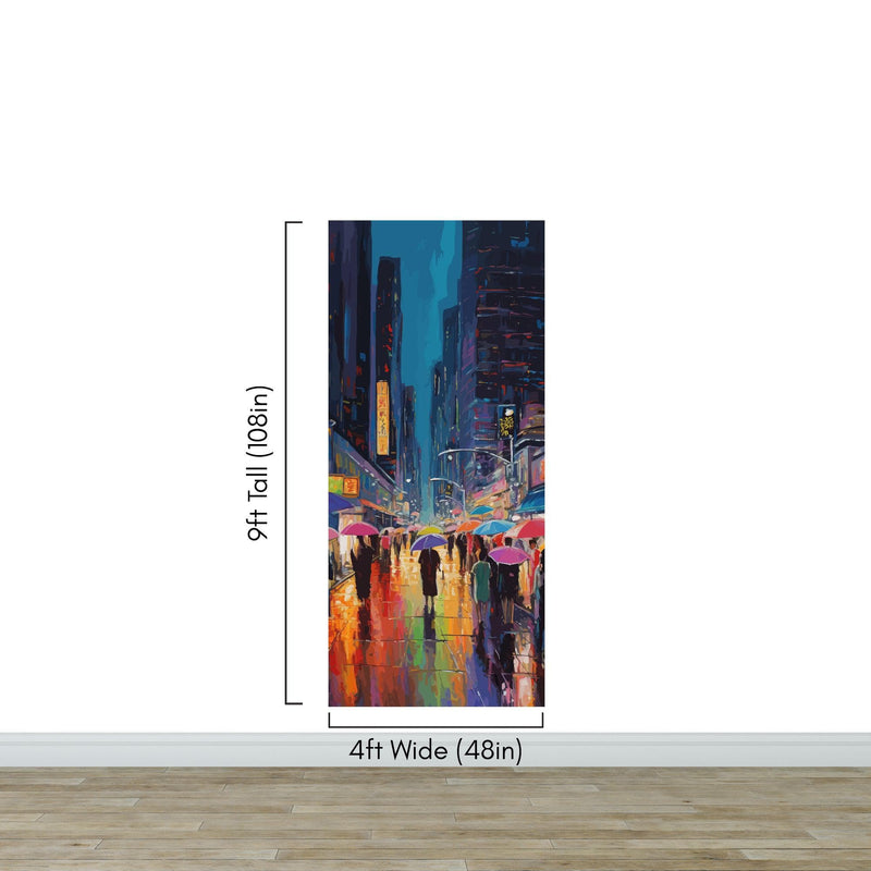 Raining Cityscape Wallpaper Mural - Abstract Color Mural.