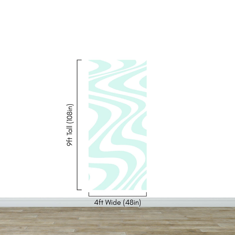 Mint Color Swirly Lines Abstract Wallpaper Mural.