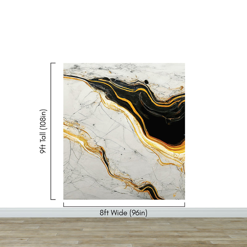 Luxurious Marble Wallpaper. Gold and Black Marble Slate Wall Mural.