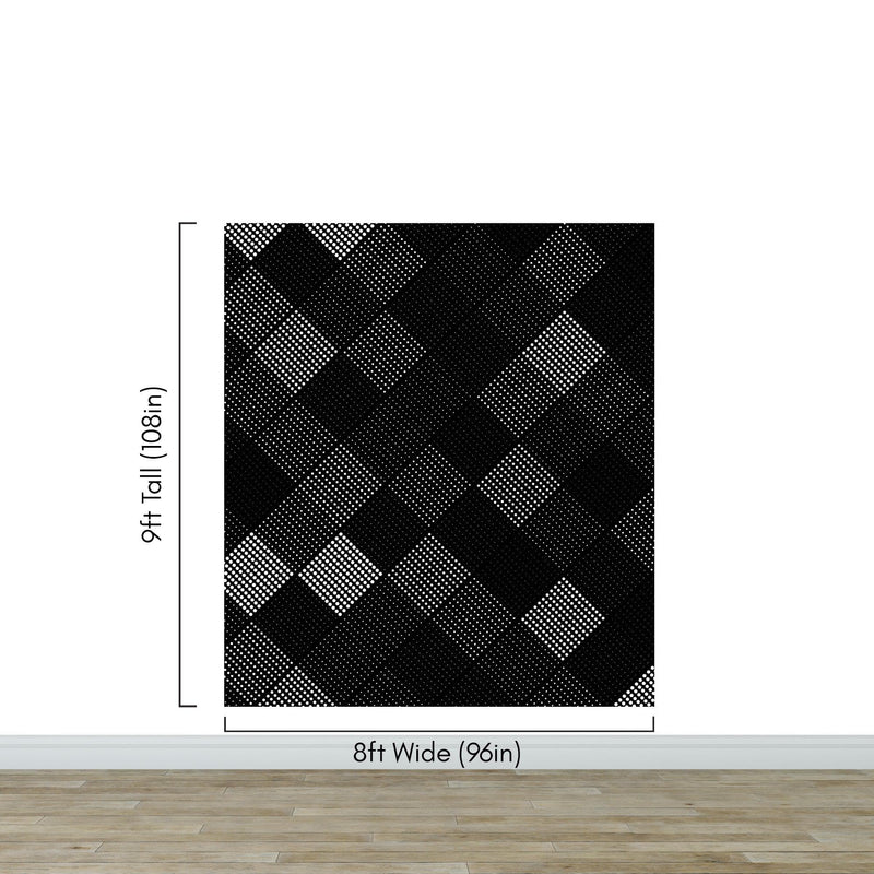 Modern Black and White Polka Dot Peel and Stick Wall Mural.