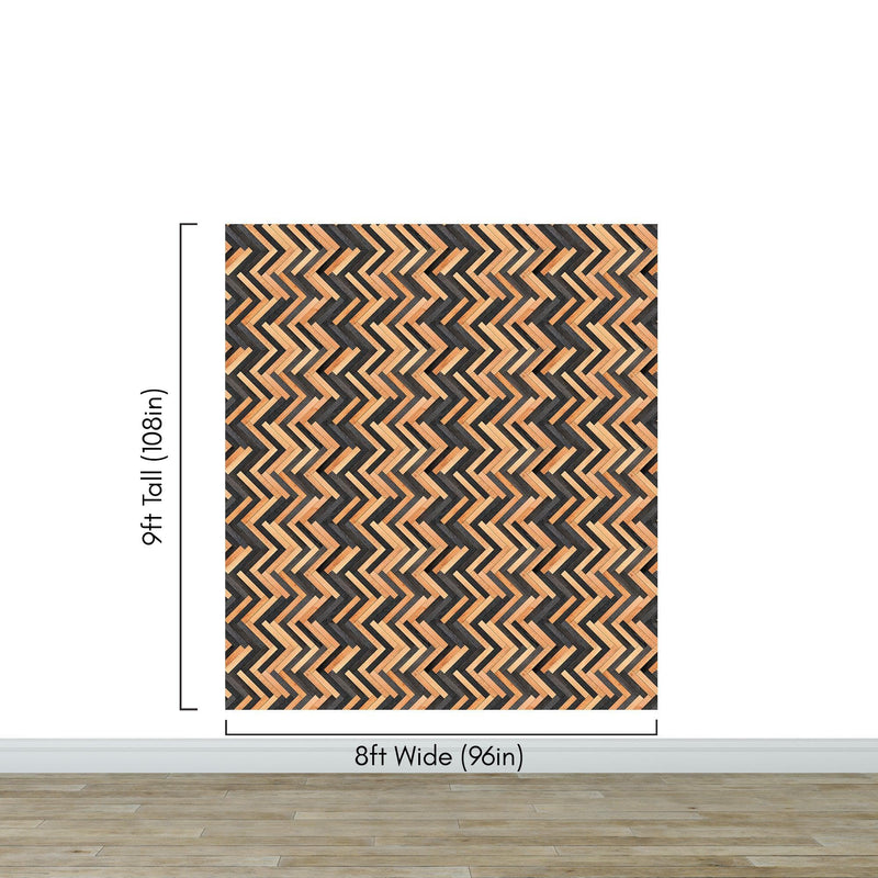 Modern Design Wooden Zigzag Panel Wallpaper Mural.