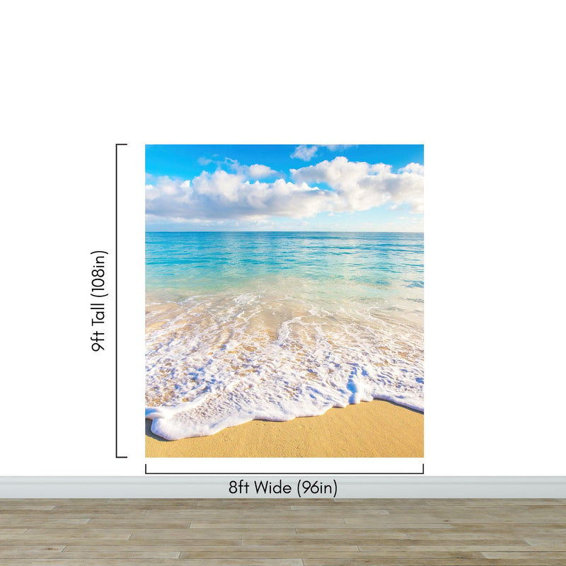 Ocean Beach Shore Wallpaper Mural. Tropical Theme Wall Decor.