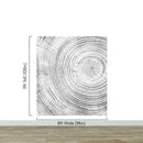 Tree Rings Wallpaper Mural. Black and White  Modern Wood Grain Circle Pattern.